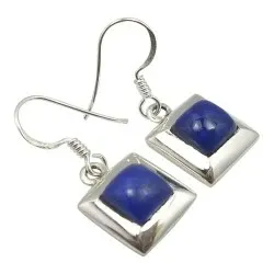 Neliskulmainen Lapislatsuli korvarenkaat  hopea