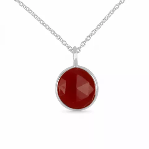 Pyöreä punainen onyx riipus jossa on ketju  hopeaa riipus hopea