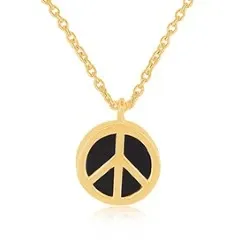 Pyöreä rauhanmerkki riipus jossa on ketju  kullattua hopeaa riipus kullattua