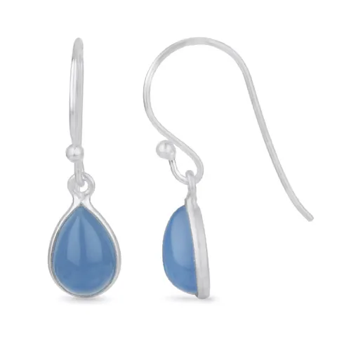 pisaranmuotoinen sininen kalsedoni korvarenkaat  hopea - Loom Stones