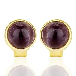Pyöreitä lila ametisti nappikorvakorut  kullattua hopeaa