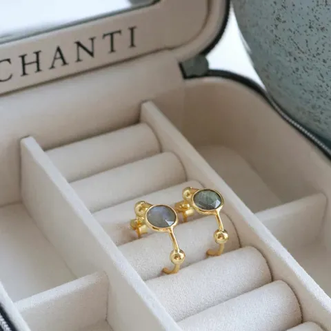 labradoriitti korvarenkaat  kullattu hopea