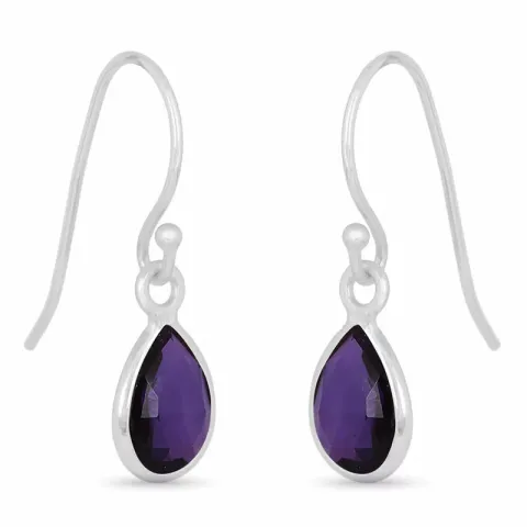 pitkät pisara ametisti korvarenkaat  hopea - Loom Stones