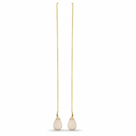 Pitkät roosa kalsedoni ear lines kullattua hopeaa
