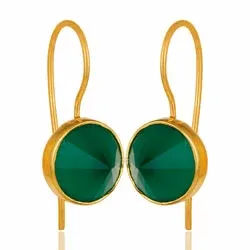 pyöreitä onyx korvarenkaat  kullattua hopeaa