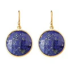 Pyöreitä sininen korvarenkaat  kullattua hopeaa