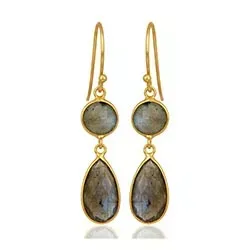 labradoriitti korvarenkaat  kullattua hopeaa