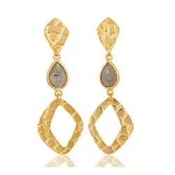 Labradoriitti korvarenkaat  kullattua hopeaa