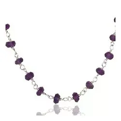 Yksinkertainen lila ametisti kaulaketju hopeaa 42 cm plus 5 cm x 3,0 mm