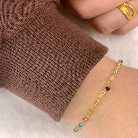 onyksi ja aventuriini rannekoru kullattua hopeaa 15 cm plus 6 cm x 3,0 mm
