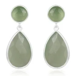 suuria kalsedoni korvarenkaat  hopea