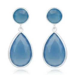 sininen kalsedoni korvarenkaat  hopea