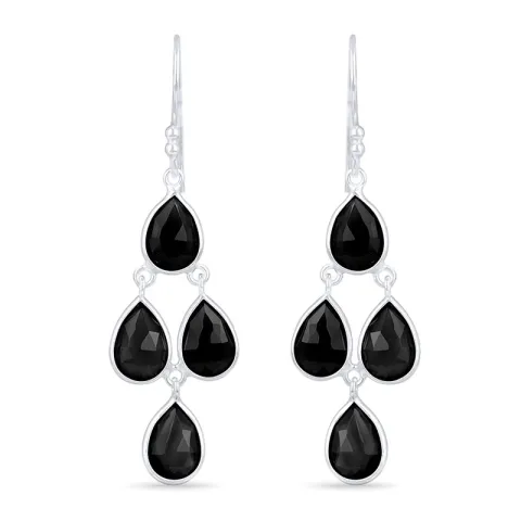 suuria mustat onyx korvarenkaat hopea