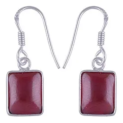 Neliskulmainen punainen granaatti korvarenkaat  hopea