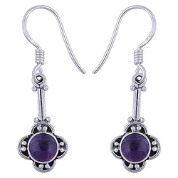 kukka ametisti korvarenkaat  oksidoitua sterlinghopeaa