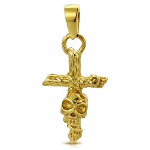 Pääkallo risti riipus  kullattu teräs