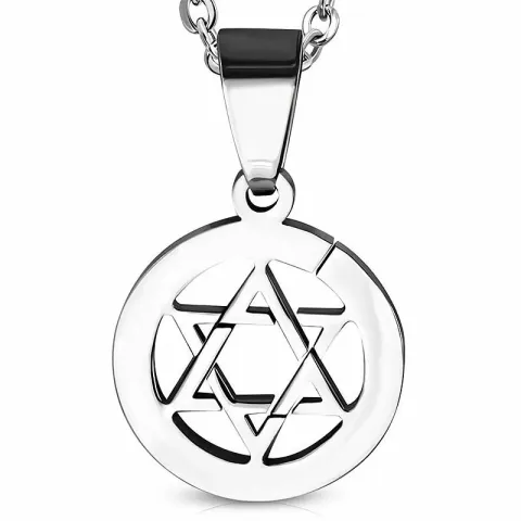 Pyöreä daavidin tähti riipus  teräs