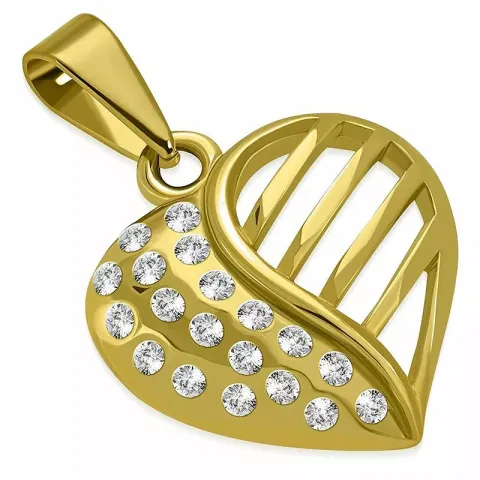 sydän zirkoni riipus  kullattu teräs