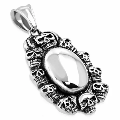 Ovaali pääkallo riipus  teräs