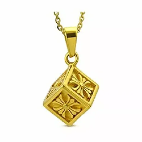 Leveä neliskulmainen riipus  kullattu teräs