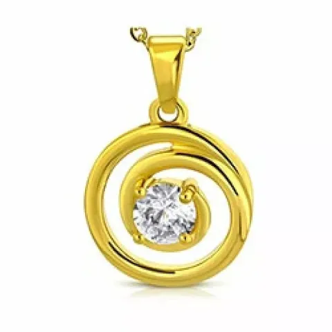 Pyöreä zirkoni riipus  kullattu teräs