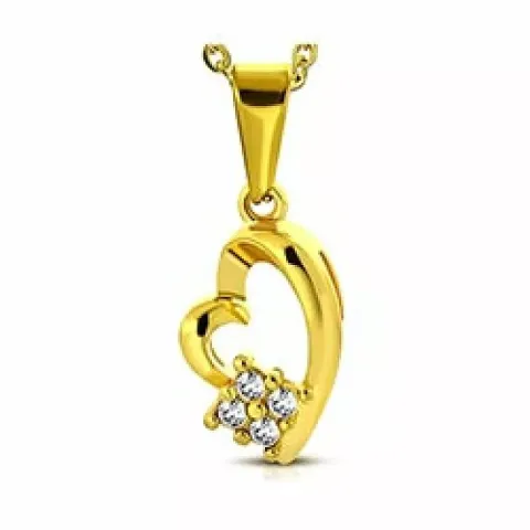 sydän zirkoni riipus  kullattu teräs