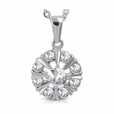 Abstrakti kukka zirkoni riipus  teräs