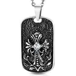 Fleur de lis risti zirkoni riipus teräs
