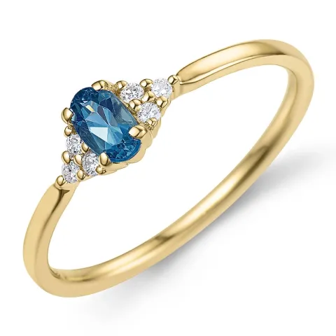 Lontoon Topaz sormus 9 karaatin kultaa 0,25 ct 0,06 ct - Simple Diamonds