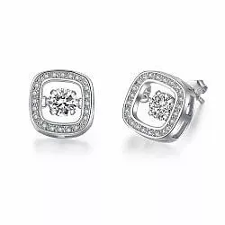 neliskulmainen nappikorvakorut  hopeaa