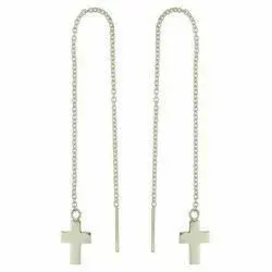 Pieniä risti ear lines  hopeaa