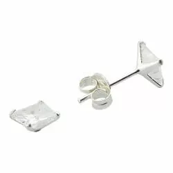 Neliskulmainen 5 x 5 mm nappikorvakorut hopeaa