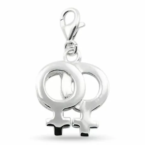 Kaksinkertaiset naisen merkki charm hopeaa