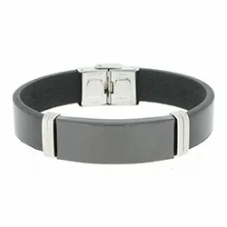Rannekoru musta nahkaa, jossa on terästä laas x 13,4 mm