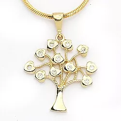 19 mm elämänpuu valkoinen zirkoni riipus  14 karaatin kultaa