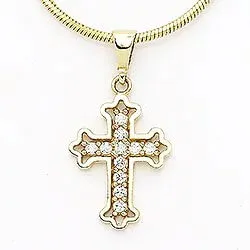 Fleur de lis risti zirkoni riipus 14 karaatin kultaa