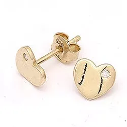 Sydän zirkoni nappikorvakorut 14 karaatin kultaa kanssa zirkonia
