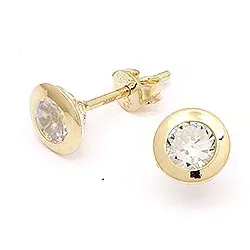 Suuria pyöreitä nappikorvakorut 14 karaatin kultaa kanssa zirkonia