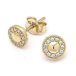 Pyöreitä nappikorvakorut 14 karaatin kultaa kanssa zirkoni