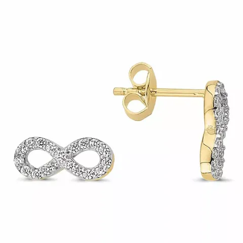 ääretön-merkki nappikorvakorut 8 karaatin kultaa kanssa zirkoni