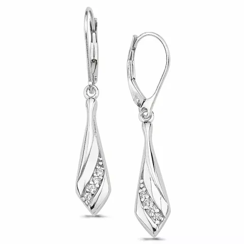 pitkät lehti zirkoni korvarenkaat  hopea