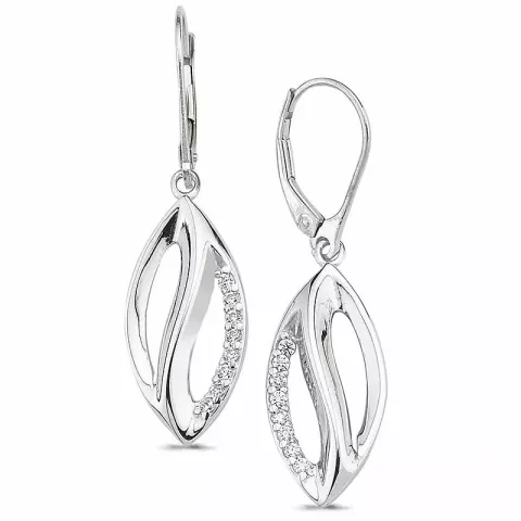 suuria lehti zirkoni korvarenkaat  hopea