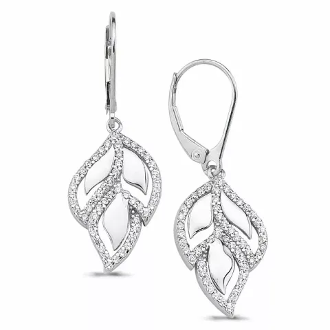 lehti zirkoni korvarenkaat  hopea