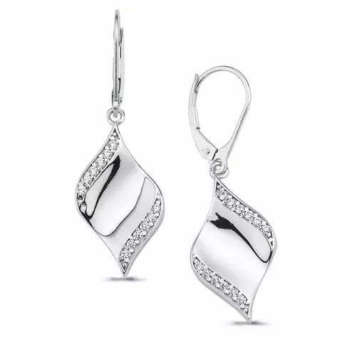 lehti zirkoni korvarenkaat  hopea