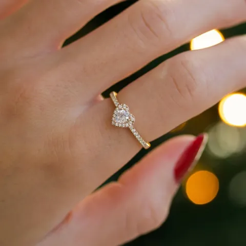 sydän zirkoni kultasormus 9 karaatin kultaa