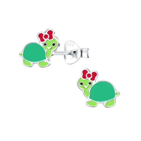 kilpikonna vihreä lasten korvakorut  hopea