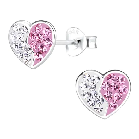 sydän vaaleanpunainen lasten korvakorut  hopea - Little Ones