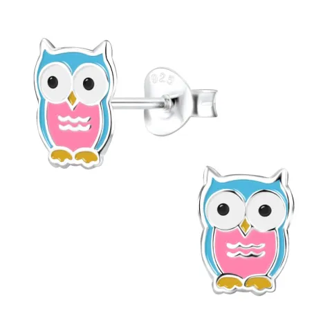 pöllö lasten korvakorut  hopea