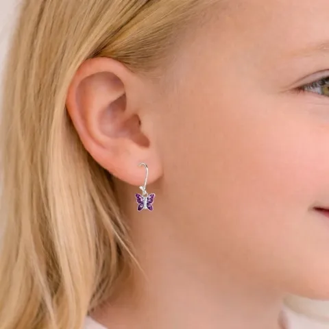 perhoset lila lasten korvakorut  hopea - Little Ones