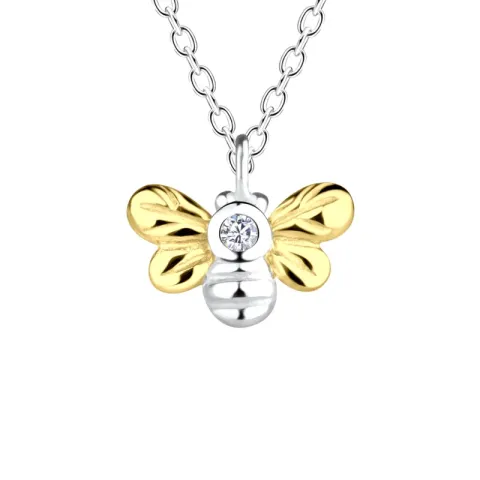 mehiläinen kaulaketju hopeaa riipus hopeaa ja kullattua hopeaa - Little Ones